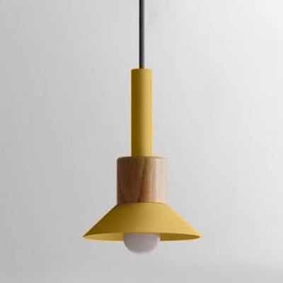 Barrel/Dome/Cone Metal Suspension Pendant Modernism 1 Light White/Yellow/Green Hanging Ceiling Light Yellow Cone Clearhalo 'Ceiling Lights' 'Modern Pendants' 'Modern' 'Pendant Lights' 'Pendants' Lighting' 119945