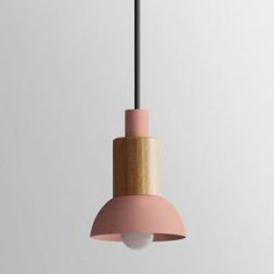 Barrel/Dome/Cone Metal Suspension Pendant Modernism 1 Light White/Yellow/Green Hanging Ceiling Light Pink Bowl Clearhalo 'Ceiling Lights' 'Modern Pendants' 'Modern' 'Pendant Lights' 'Pendants' Lighting' 119947