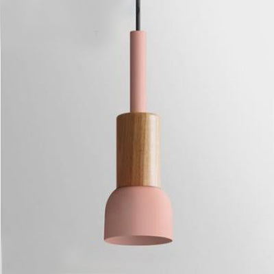 Barrel/Dome/Cone Metal Suspension Pendant Modernism 1 Light White/Yellow/Green Hanging Ceiling Light Pink Barrel Clearhalo 'Ceiling Lights' 'Modern Pendants' 'Modern' 'Pendant Lights' 'Pendants' Lighting' 119949