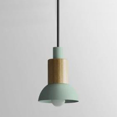 Barrel/Dome/Cone Metal Suspension Pendant Modernism 1 Light White/Yellow/Green Hanging Ceiling Light Green Bowl Clearhalo 'Ceiling Lights' 'Modern Pendants' 'Modern' 'Pendant Lights' 'Pendants' Lighting' 119953