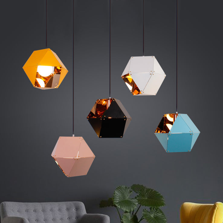 9.5"/12" Wide Gem Hanging Light Kit Minimalist Metal 1 Light Black/White/Pink Hanging Pendant Lamp Clearhalo 'Ceiling Lights' 'Modern Pendants' 'Modern' 'Pendant Lights' 'Pendants' Lighting' 119972