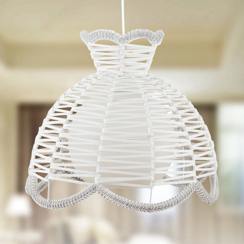 Rattan Scalloped Shade Pendant Lamp Modern Simple 1 Light Hanging Lighting in White Clearhalo 'Ceiling Lights' 'Modern Pendants' 'Modern' 'Pendant Lights' 'Pendants' Lighting' 120069