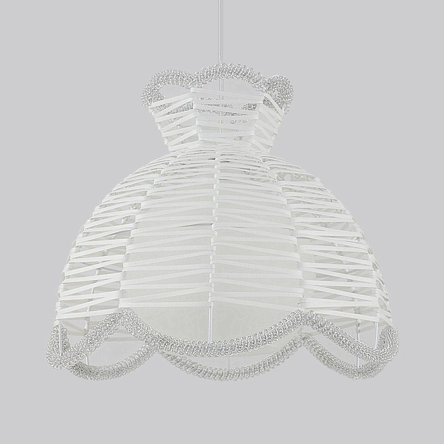 Rattan Scalloped Shade Pendant Lamp Modern Simple 1 Light Hanging Lighting in White Clearhalo 'Ceiling Lights' 'Modern Pendants' 'Modern' 'Pendant Lights' 'Pendants' Lighting' 120070