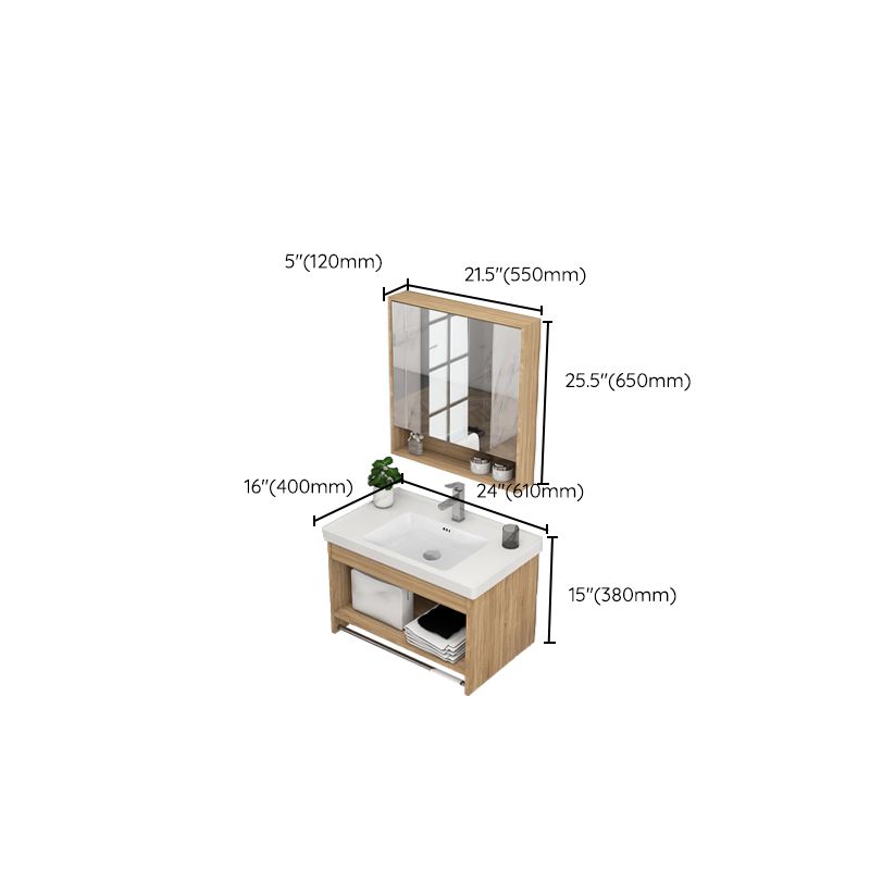 Modern Sink Vanity Rectangular Ceramic Top Single Wall Mount Vanity Clearhalo 'Bathroom Remodel & Bathroom Fixtures' 'Bathroom Vanities' 'bathroom_vanities' 'Home Improvement' 'home_improvement' 'home_improvement_bathroom_vanities' 1200x1200_000a2cb9-9e45-4aa8-ab08-16e0f07591fb