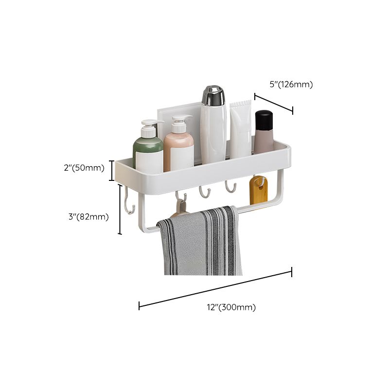 Contemporary Bathroom Accessory Set Metal Bath Shelf in White Clearhalo 'Bathroom Hardware Sets' 'Bathroom Hardware' 'Bathroom Remodel & Bathroom Fixtures' 'bathroom_hardware_sets' 'Home Improvement' 'home_improvement' 'home_improvement_bathroom_hardware_sets' 1200x1200_00233a3a-dd36-48e1-ab8b-71f435f25b6e