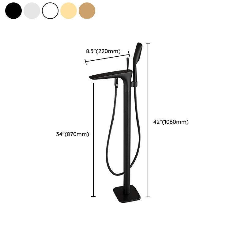 Floor Mount Bathroom Faucet Solid Color Low Arc Freestanding Tub Faucet Clearhalo 'Bathroom Remodel & Bathroom Fixtures' 'Bathtub Faucets' 'bathtub_faucets' 'Home Improvement' 'home_improvement' 'home_improvement_bathtub_faucets' 1200x1200_003025b8-6563-4aad-bb71-44384959288b