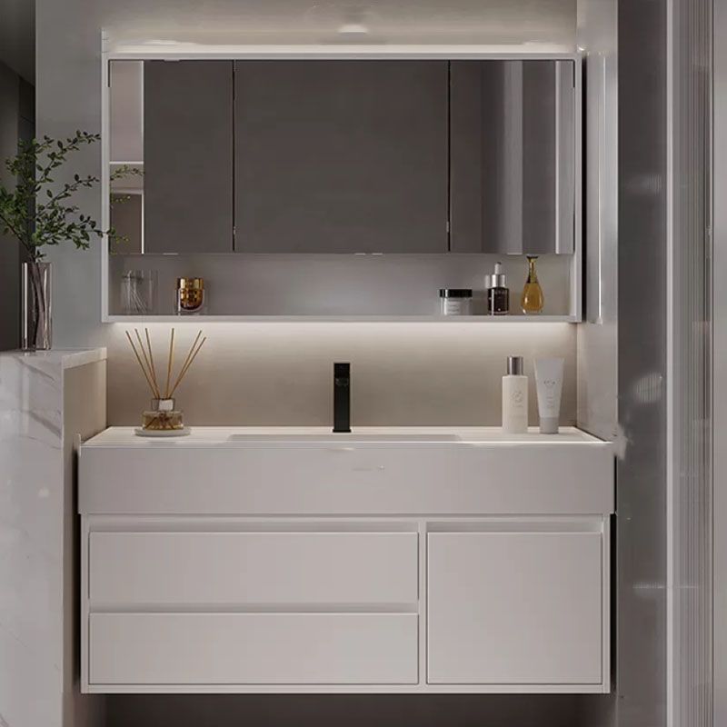 White Modern Rectangular Wall Mounted Standard Bathroom Vanity Set Clearhalo 'Bathroom Remodel & Bathroom Fixtures' 'Bathroom Vanities' 'bathroom_vanities' 'Home Improvement' 'home_improvement' 'home_improvement_bathroom_vanities' 1200x1200_00672d0a-5ba5-4669-857e-8bc017291855