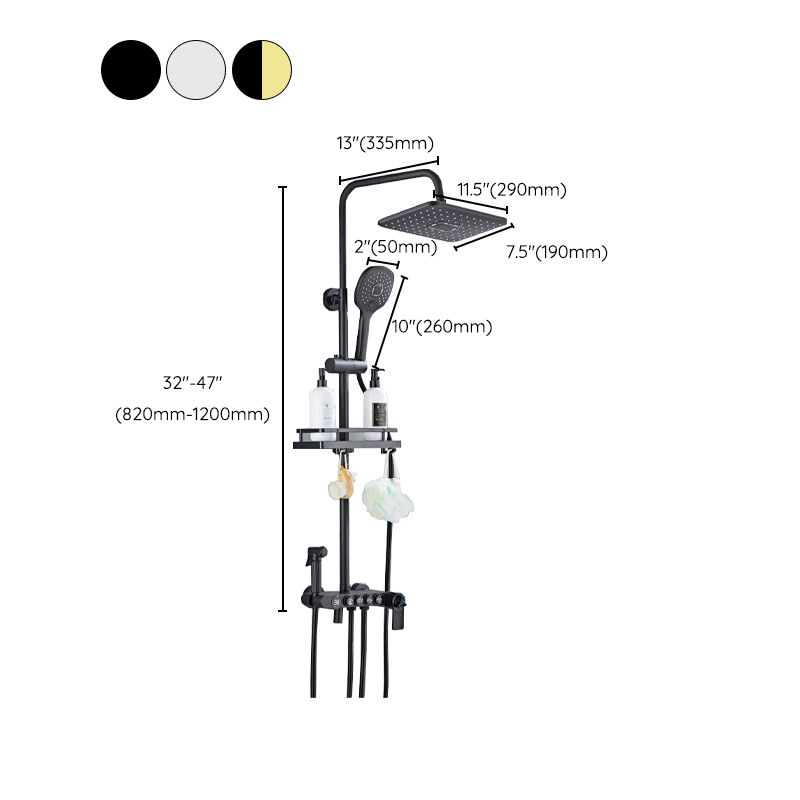 Modern Volume Control Shower Dual Shower Head Square Shower Faucet with Massage Jets Clearhalo 'Bathroom Remodel & Bathroom Fixtures' 'Home Improvement' 'home_improvement' 'home_improvement_shower_faucets' 'Shower Faucets & Systems' 'shower_faucets' 'Showers & Bathtubs Plumbing' 'Showers & Bathtubs' 1200x1200_006f23bd-8d6f-40c0-b755-8d9895e88e95