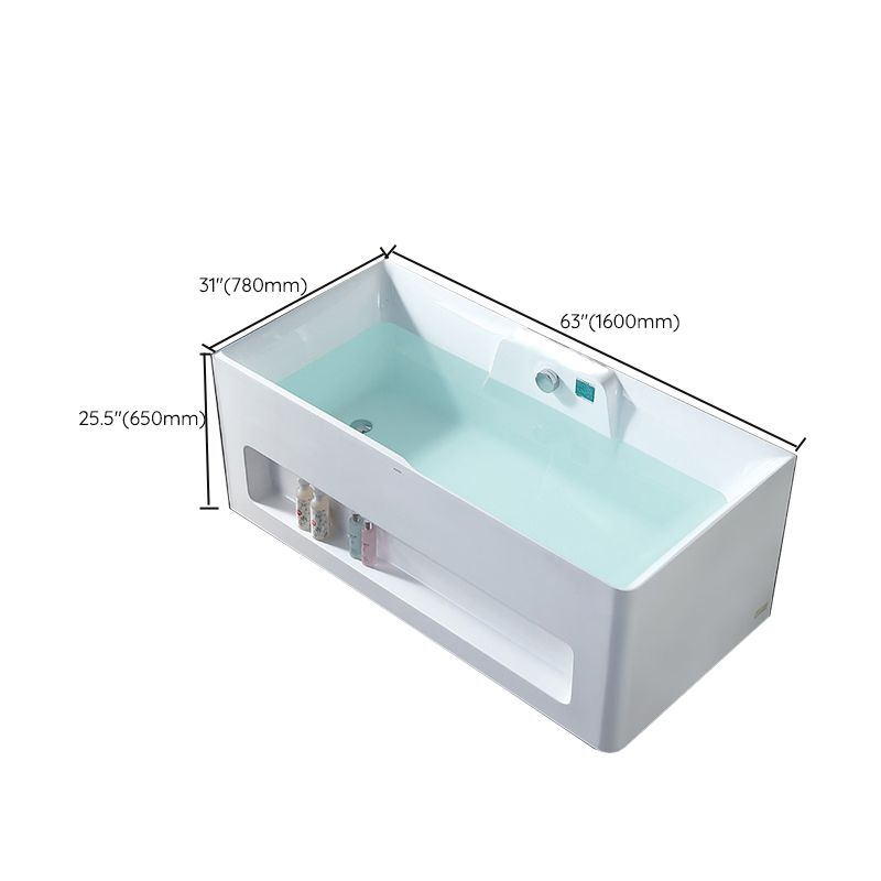 Modern Style Acrylic Bathtub Rectangle Back to Wall Bathroom Bathtub in White Clearhalo 'Bathroom Remodel & Bathroom Fixtures' 'Bathtubs' 'Home Improvement' 'home_improvement' 'home_improvement_bathtubs' 'Showers & Bathtubs' 1200x1200_00895b44-edc9-48e2-af82-012a76bdeb02