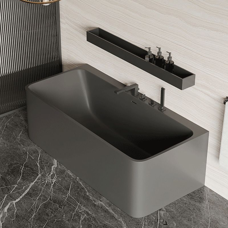 Modern Stone Soaking Bathtub Rectangle Back to Wall Bathtub With Faucet Clearhalo 'Bathroom Remodel & Bathroom Fixtures' 'Bathtubs' 'Home Improvement' 'home_improvement' 'home_improvement_bathtubs' 'Showers & Bathtubs' 1200x1200_00ab94ba-27ff-48ad-a601-7dfdbef64765