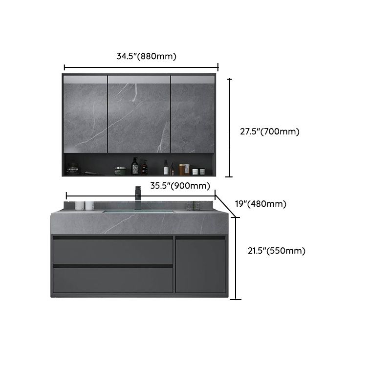 Modern Bathroom Vanity Set Granite Top Standalone Cabinet or Shelving Included Clearhalo 'Bathroom Remodel & Bathroom Fixtures' 'Bathroom Vanities' 'bathroom_vanities' 'Home Improvement' 'home_improvement' 'home_improvement_bathroom_vanities' 1200x1200_00c90904-6572-48bd-b649-ab0e58b7bf64