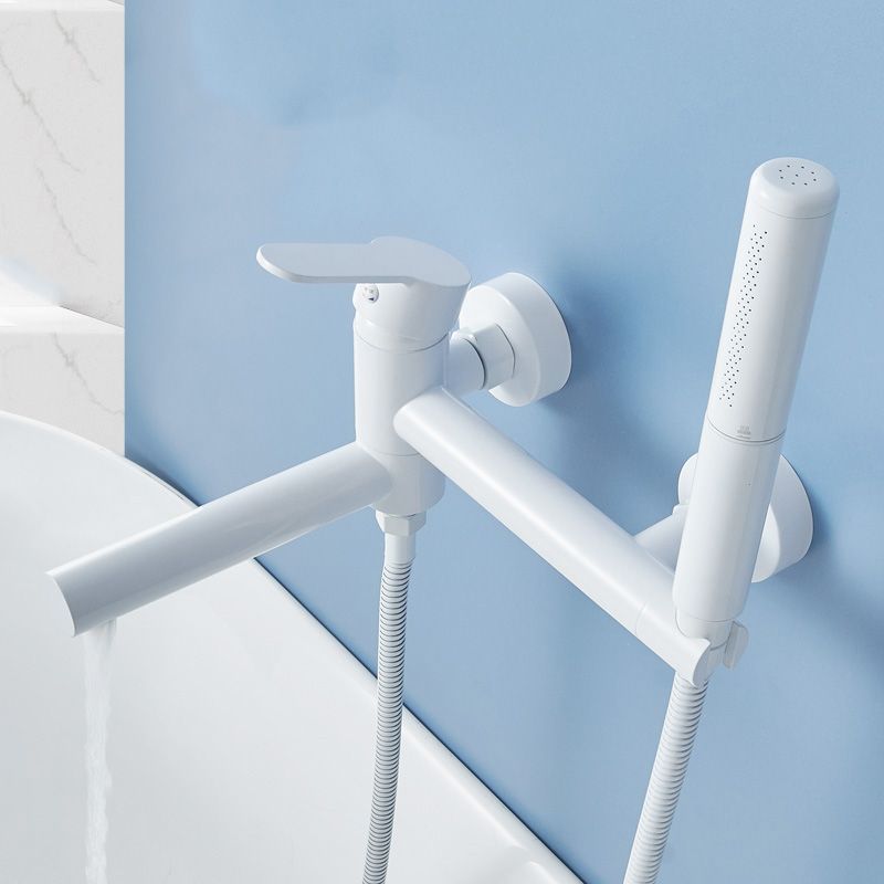 Metal Modern Bathroom Faucet White Single Handle Bath Filler Trim Clearhalo 'Bathroom Remodel & Bathroom Fixtures' 'Bathtub Faucets' 'bathtub_faucets' 'Home Improvement' 'home_improvement' 'home_improvement_bathtub_faucets' 1200x1200_00d44df3-189b-4ae5-9932-ced96929cc2d