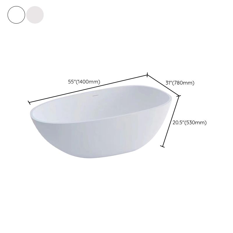 Modern Stone Oval Bath Freestanding Soaking Bathtub in White Clearhalo 'Bathroom Remodel & Bathroom Fixtures' 'Bathtubs' 'Home Improvement' 'home_improvement' 'home_improvement_bathtubs' 'Showers & Bathtubs' 1200x1200_00e6bb20-d5de-4477-9159-88f4b7c35ec5