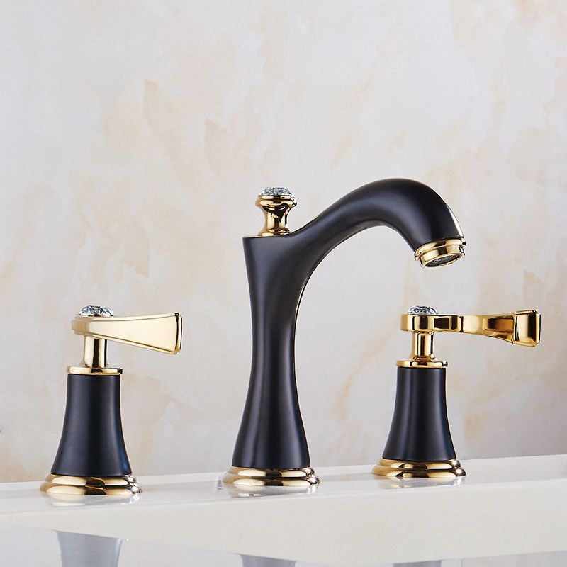 Widespread Faucet Glam Style 2 Lever Handles Faucet for Bathroom Clearhalo 'Accueil' 'Amélioration Domiciliaire' 'bathroom_sink_faucets' 'Ensembles de Lavabo & de Robinet de Toilette' 'home_improvement' 'home_improvement_bathroom_sink_faucets' 'Robinet de Lavabo de Salle de Bain' 'Rénovation et Équipement de Salle de Bain' 1200x1200_01180d22-be42-4e48-908a-ea1b8c09ea84