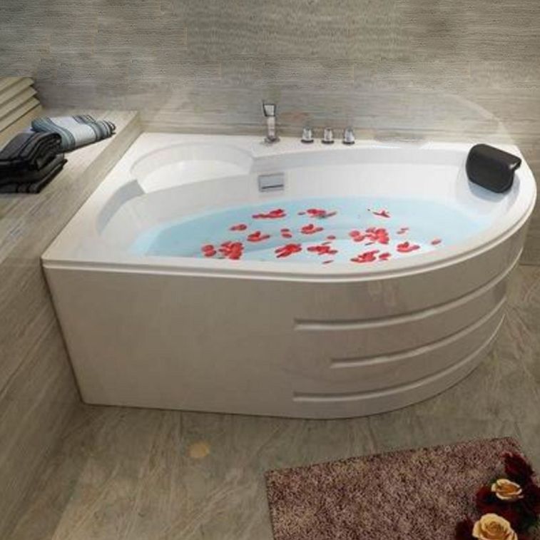 Back to Wall Bath Corner Acrylic Soaking White Modern Bathtub Clearhalo 'Bathroom Remodel & Bathroom Fixtures' 'Bathtubs' 'Home Improvement' 'home_improvement' 'home_improvement_bathtubs' 'Showers & Bathtubs' 1200x1200_01275d5d-b079-468a-8da1-3c8b10fcc716