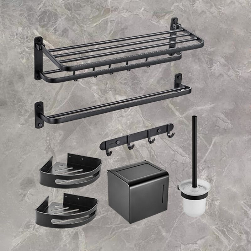 Modern Bathroom Accessory Kit Black Paper Holder Bath Shelf Bath Hardware Set Clearhalo 'Bathroom Hardware Sets' 'Bathroom Hardware' 'Bathroom Remodel & Bathroom Fixtures' 'bathroom_hardware_sets' 'Home Improvement' 'home_improvement' 'home_improvement_bathroom_hardware_sets' 1200x1200_01370a0a-3e17-4154-96ab-06345e58eda0