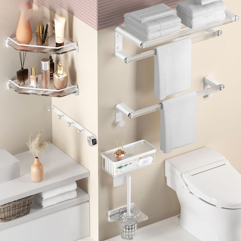 White & Clear Acrylic Bathroom Accessory Set with Towel Bar/Paper Holder/Robe Hook Clearhalo 'Bathroom Hardware Sets' 'Bathroom Hardware' 'Bathroom Remodel & Bathroom Fixtures' 'bathroom_hardware_sets' 'Home Improvement' 'home_improvement' 'home_improvement_bathroom_hardware_sets' 1200x1200_013778c0-e49d-4835-a7da-1a7558c062e8