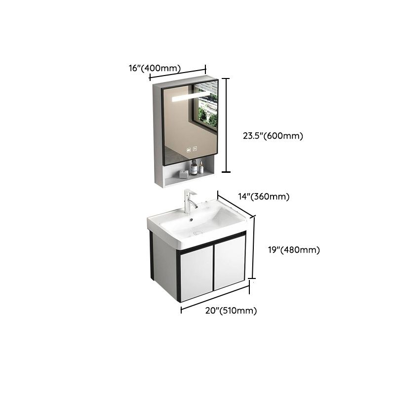 Modern Vanity Set Metal Frame Wall-Mounted with Soft Close Door Clearhalo 'Bathroom Remodel & Bathroom Fixtures' 'Bathroom Vanities' 'bathroom_vanities' 'Home Improvement' 'home_improvement' 'home_improvement_bathroom_vanities' 1200x1200_0142e530-5fed-4157-8f44-4269bf8842ce