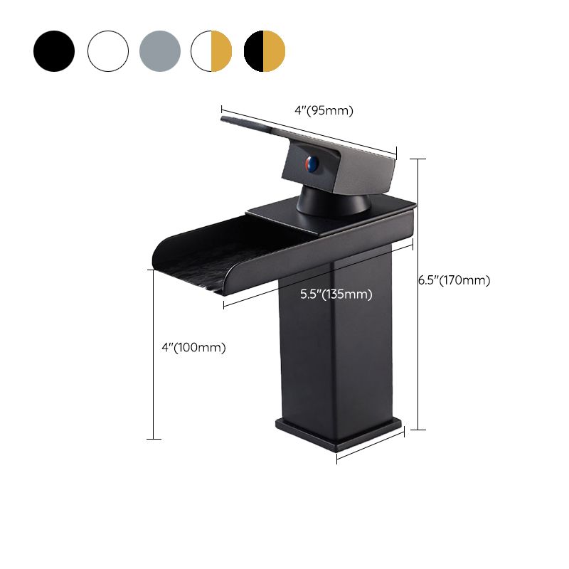 Waterfall Spout Vessel Sink Faucet Single Handle Square Faucet Clearhalo 'Accueil' 'Amélioration Domiciliaire' 'bathroom_sink_faucets' 'Ensembles de Lavabo & de Robinet de Toilette' 'home_improvement' 'home_improvement_bathroom_sink_faucets' 'Robinet de Lavabo de Salle de Bain' 'Rénovation et Équipement de Salle de Bain' 1200x1200_01529b99-0905-4d52-8115-191c8ad53377