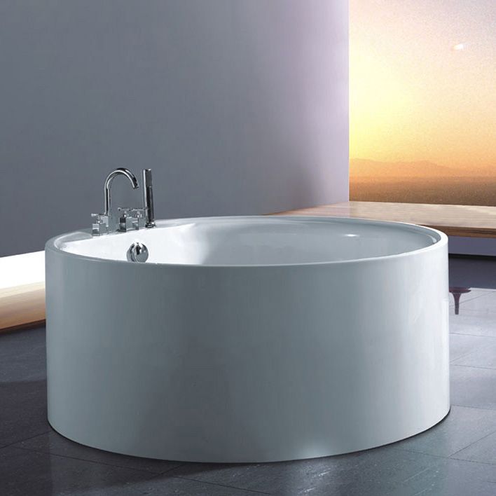 Round Acrylic Soaking Bathtub Modern Stand Alone Back to Wall Tub Clearhalo 'Bathroom Remodel & Bathroom Fixtures' 'Bathtubs' 'Home Improvement' 'home_improvement' 'home_improvement_bathtubs' 'Showers & Bathtubs' 1200x1200_01c820c1-a520-4311-b03d-987cee0d5223