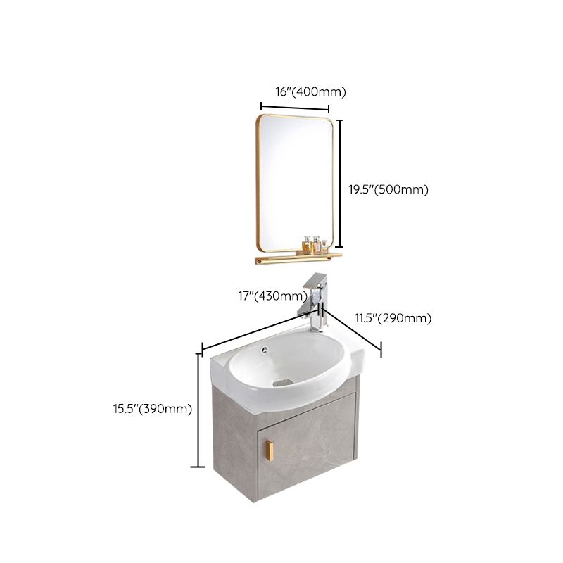 Rectangular Glam Sink Vanity Ceramic Single Wall Mount Vanity Set Clearhalo 'Bathroom Remodel & Bathroom Fixtures' 'Bathroom Vanities' 'bathroom_vanities' 'Home Improvement' 'home_improvement' 'home_improvement_bathroom_vanities' 1200x1200_01ddf996-ea5d-4444-b5ff-57d2dd1aec9d