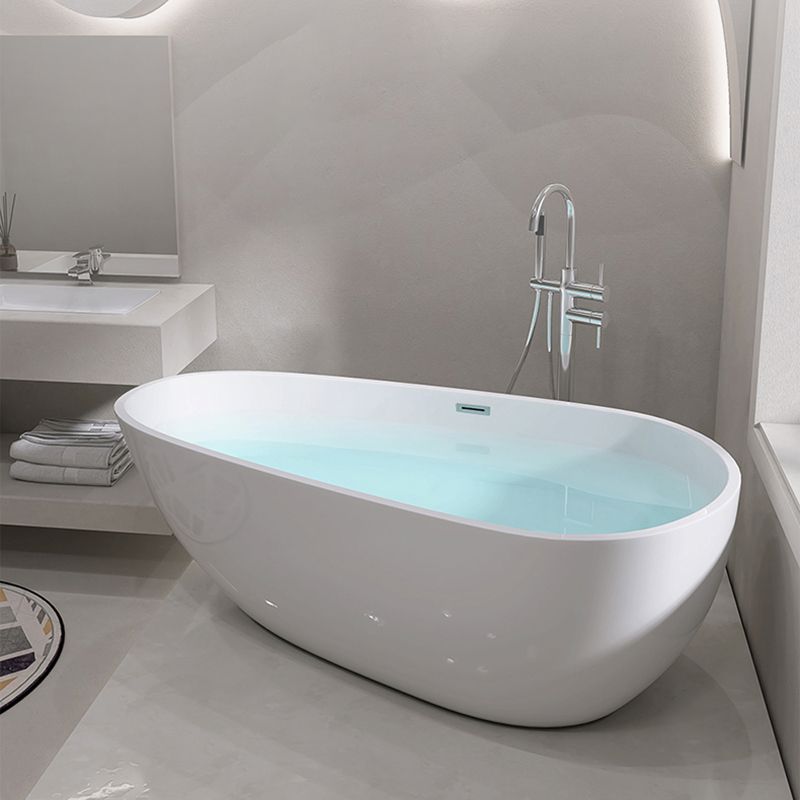 Oval Freestanding Soaking Bathtub Modern Acrylic Bathtub with Drain and Overflow Trim Clearhalo 'Bathroom Remodel & Bathroom Fixtures' 'Bathtubs' 'Home Improvement' 'home_improvement' 'home_improvement_bathtubs' 'Showers & Bathtubs' 1200x1200_02123e54-b73e-45ad-9aa5-be377a39b651