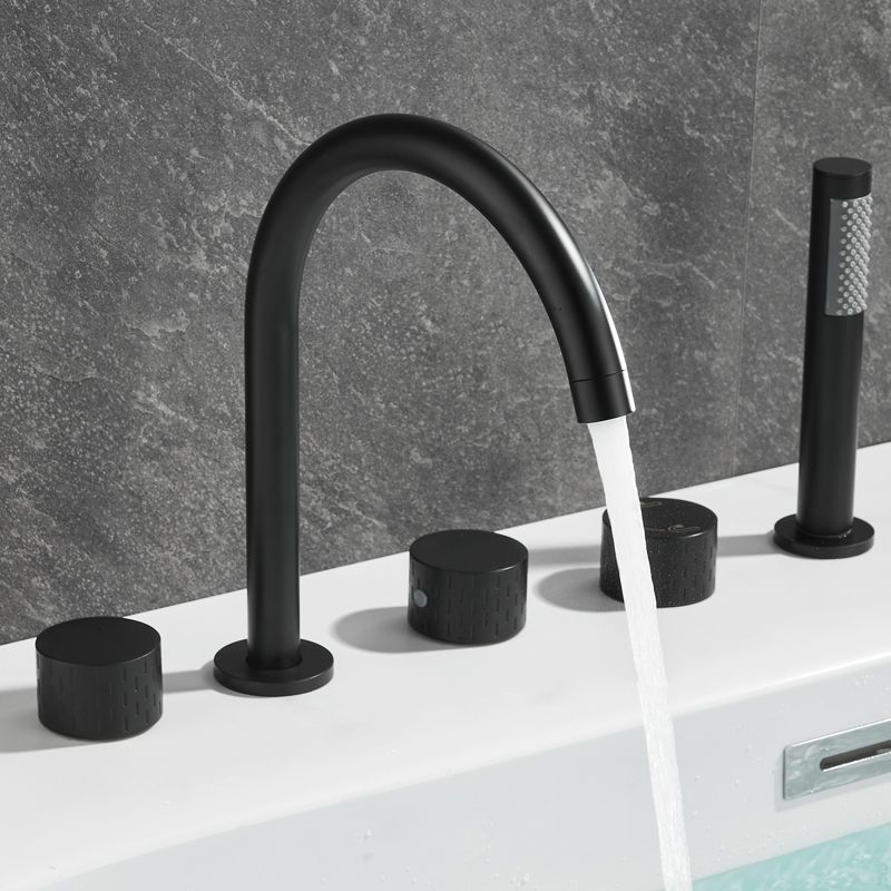 Deck Mounted Copper Roman Tub Faucet Low Arc 3 Handles Roman Tub Faucet Set Clearhalo 'Bathroom Remodel & Bathroom Fixtures' 'Bathtub Faucets' 'bathtub_faucets' 'Home Improvement' 'home_improvement' 'home_improvement_bathtub_faucets' 1200x1200_021bd0ba-b2ef-4880-9fb4-9e50c63c5e1c