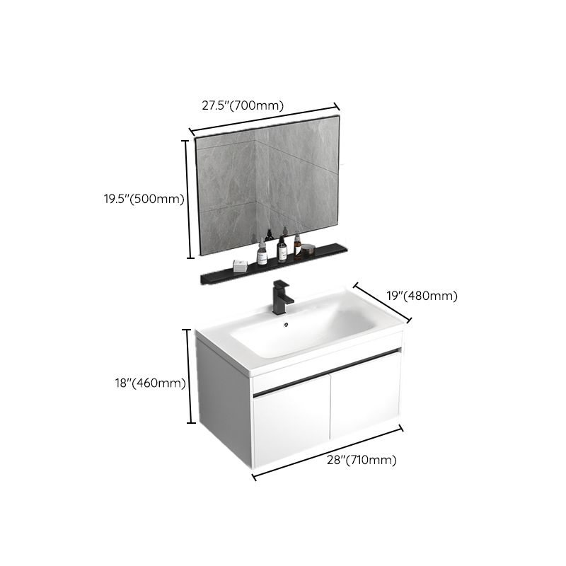 Modern Bathroom Vanity Set Wood Standalone Cabinet and Mirror Space Saver Vanity Clearhalo 'Bathroom Remodel & Bathroom Fixtures' 'Bathroom Vanities' 'bathroom_vanities' 'Home Improvement' 'home_improvement' 'home_improvement_bathroom_vanities' 1200x1200_02436acf-8bae-49be-babe-2e1b7a16372e