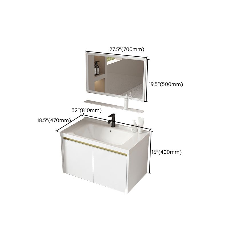 Wall Mount Bath Vanity White Rectangular Single Sink Mirror Metal Frame Vanity with Doors Clearhalo 'Bathroom Remodel & Bathroom Fixtures' 'Bathroom Vanities' 'bathroom_vanities' 'Home Improvement' 'home_improvement' 'home_improvement_bathroom_vanities' 1200x1200_0244bb85-ab00-4ec6-ad82-279822f20c4a