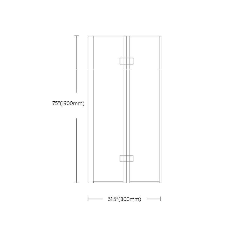 Silver Tempered Glass Folding Hinge Frameless Shower Bath Door Clearhalo 'Bathroom Remodel & Bathroom Fixtures' 'Home Improvement' 'home_improvement' 'home_improvement_shower_tub_doors' 'Shower and Tub Doors' 'shower_tub_doors' 'Showers & Bathtubs' 1200x1200_0267073f-1021-44a3-a451-aef20cc9b062