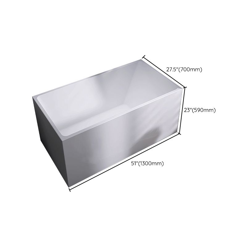 Modern Rectangle White Bathtub Acrylic Freestanding Soaking Bathtub with Drain Bath Tub Clearhalo 'Bathroom Remodel & Bathroom Fixtures' 'Bathtubs' 'Home Improvement' 'home_improvement' 'home_improvement_bathtubs' 'Showers & Bathtubs' 1200x1200_028610a3-dafd-41da-af42-3bd35b510580