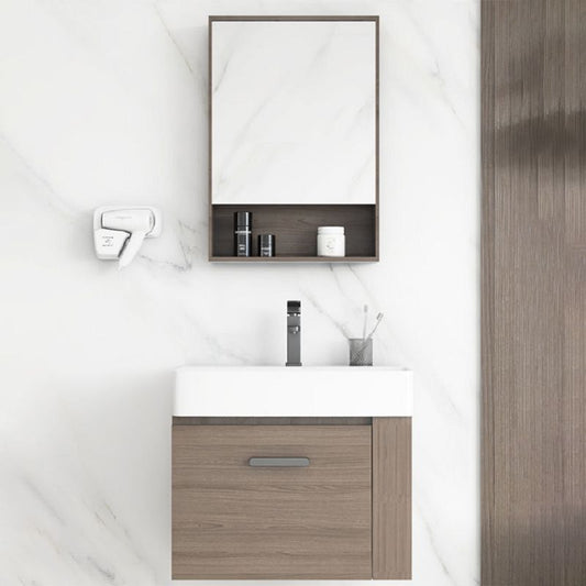 Modern Single Sink Vanity Wall Mount Brown Wooden Vanity Set Clearhalo 'Bathroom Remodel & Bathroom Fixtures' 'Bathroom Vanities' 'bathroom_vanities' 'Home Improvement' 'home_improvement' 'home_improvement_bathroom_vanities' 1200x1200_02b1ba0a-48ef-40a3-8fda-cc58c065f3f7