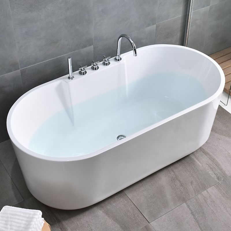 Contemporary Freestanding Acrylic-Fiberglass Bathtub White Oval Soaking Bath Tub Clearhalo 'Bathroom Remodel & Bathroom Fixtures' 'Bathtubs' 'Home Improvement' 'home_improvement' 'home_improvement_bathtubs' 'Showers & Bathtubs' 1200x1200_02b25935-e38e-48c0-8cfc-9f767763e803