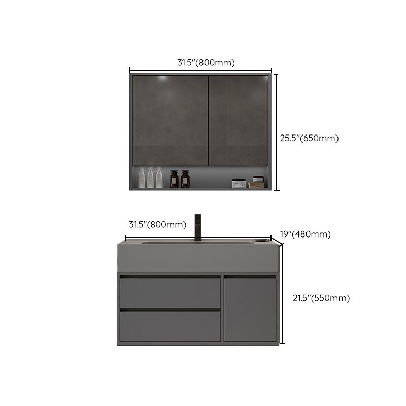 Modern Wall Mount Sink Vanity Wood Bathroom Vanity Set with Mirror Clearhalo 'Bathroom Remodel & Bathroom Fixtures' 'Bathroom Vanities' 'bathroom_vanities' 'Home Improvement' 'home_improvement' 'home_improvement_bathroom_vanities' 1200x1200_02d1bf02-a8b9-4e42-905b-f688d9e4db1a