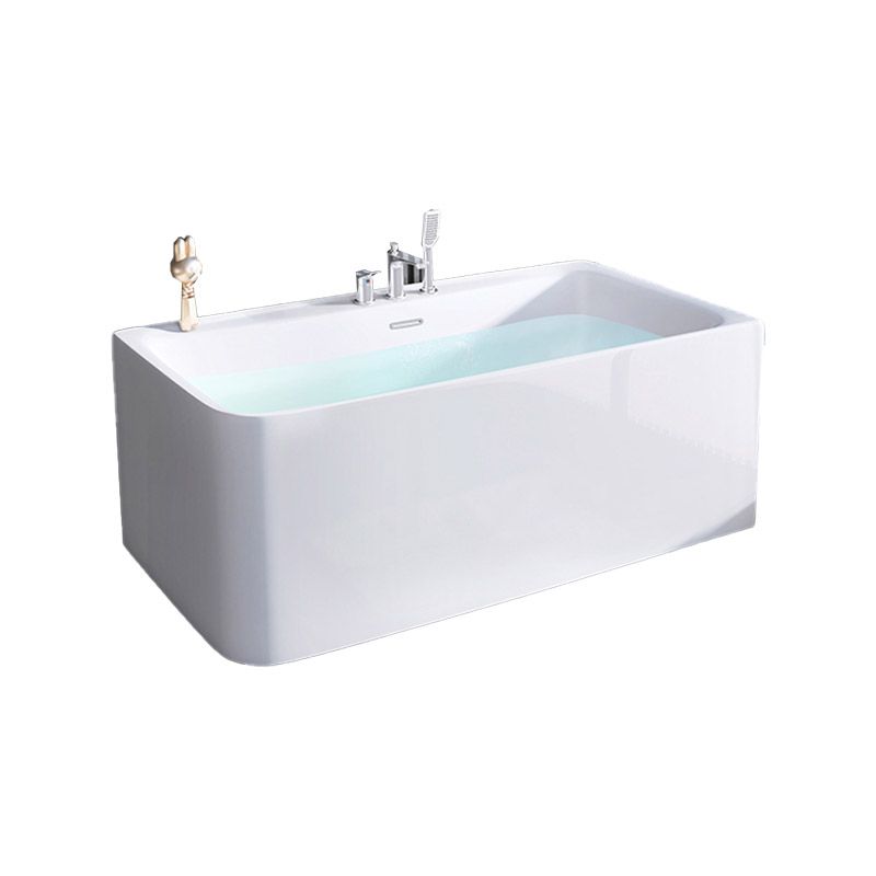 Modern Acrylic Rectangle Bathtub Soaking Back to Wall Bathtub with Drain and Overflow Trim Clearhalo 'Bathroom Remodel & Bathroom Fixtures' 'Bathtubs' 'Home Improvement' 'home_improvement' 'home_improvement_bathtubs' 'Showers & Bathtubs' 1200x1200_02eaae34-dd02-4221-8b8c-cfb790b893dd