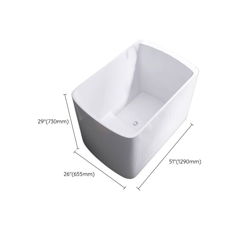 Modern White Acrylic Rectangle Bathtub Freestanding Soaking Bathtub with Drain Bath Tub Clearhalo 'Bathroom Remodel & Bathroom Fixtures' 'Bathtubs' 'Home Improvement' 'home_improvement' 'home_improvement_bathtubs' 'Showers & Bathtubs' 1200x1200_02fe8499-c8b2-4bb5-95e8-8a6c1b6a4377