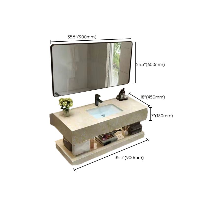 Yellow Stone Bath Vanity Shelving Included Single Sink Wall Mount Vanity Set with Mirror Clearhalo 'Bathroom Remodel & Bathroom Fixtures' 'Bathroom Vanities' 'bathroom_vanities' 'Home Improvement' 'home_improvement' 'home_improvement_bathroom_vanities' 1200x1200_030b1b40-76ef-40f2-b79b-4ace1ae4d69a