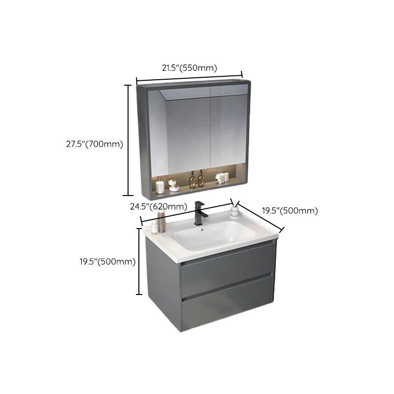 Modern Gray Vanity Sink Mirror Cabinet Wall-Mounted Bathroom Vanity Cabinet with Drawers Clearhalo 'Bathroom Remodel & Bathroom Fixtures' 'Bathroom Vanities' 'bathroom_vanities' 'Home Improvement' 'home_improvement' 'home_improvement_bathroom_vanities' 1200x1200_030ca154-4f1d-4704-899d-6ae2f9a2baea