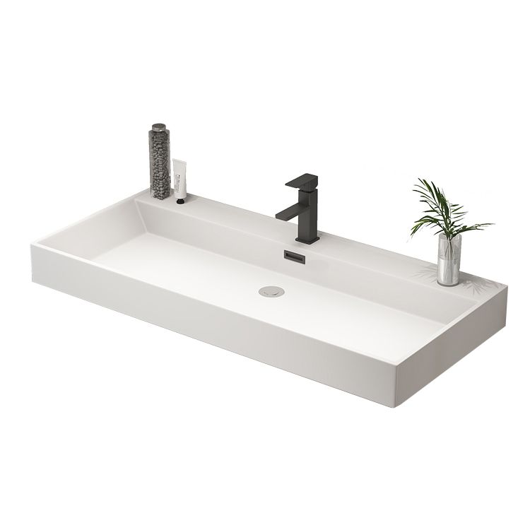 Bathroom Vanity Faucet Grey Wood Frame Mirror 2 Drawers Rectangular Single Sink Vanity Clearhalo 'Bathroom Remodel & Bathroom Fixtures' 'Bathroom Vanities' 'bathroom_vanities' 'Home Improvement' 'home_improvement' 'home_improvement_bathroom_vanities' 1200x1200_0314185e-1c9a-4c81-b7a9-47c4d81a076b