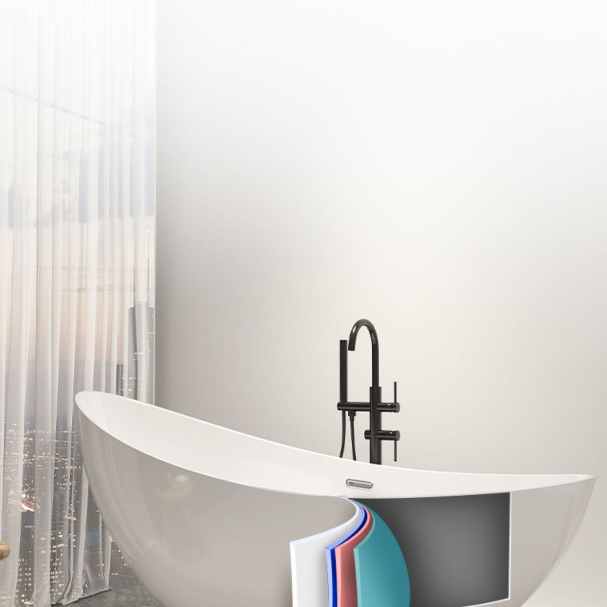 Modern Ellipse Acrylic Bathtub Freestand Soaking Bathtub with Drain Bath Tub Clearhalo 'Bathroom Remodel & Bathroom Fixtures' 'Bathtubs' 'Home Improvement' 'home_improvement' 'home_improvement_bathtubs' 'Showers & Bathtubs' 1200x1200_0315d051-19fe-4ae0-8230-bc75725f456c