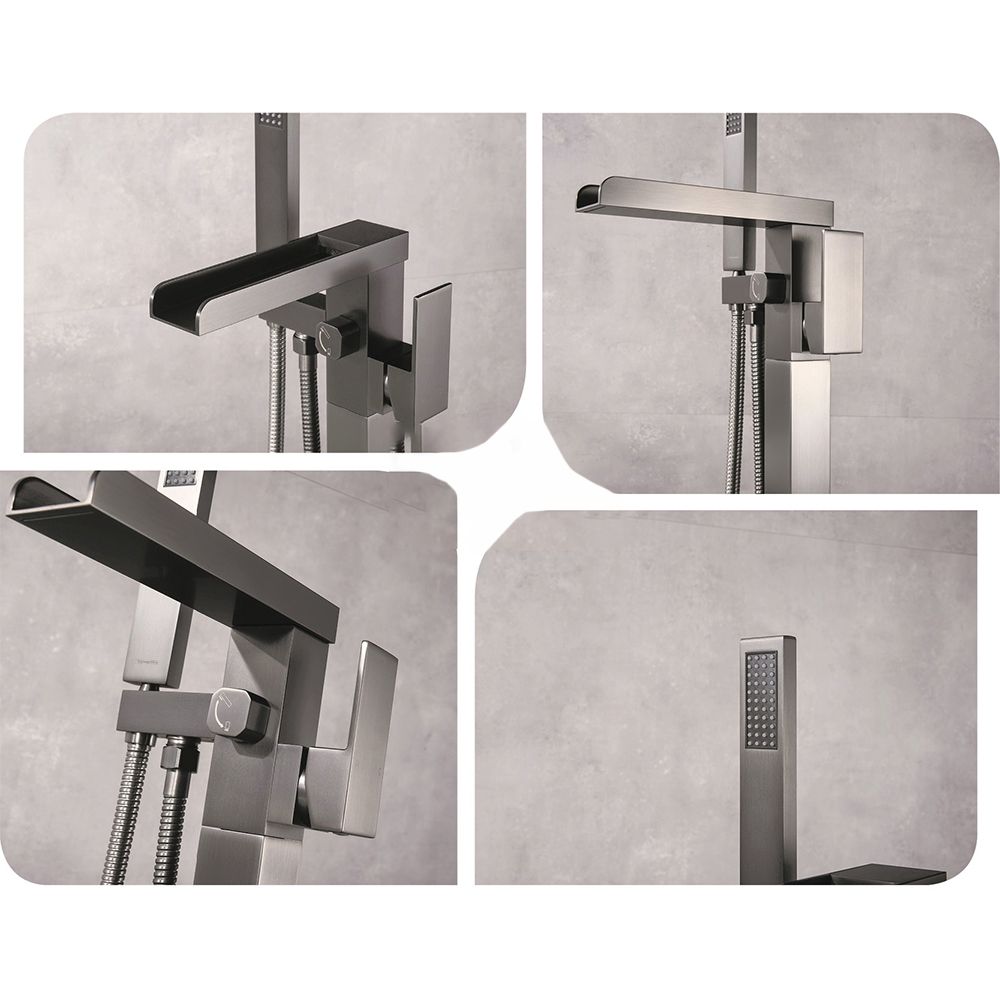 Floor Mounted Metal Freestanding Tub Filler 1 Handle Freestanding Faucet with Hose Clearhalo 'Bathroom Remodel & Bathroom Fixtures' 'Bathtub Faucets' 'bathtub_faucets' 'Home Improvement' 'home_improvement' 'home_improvement_bathtub_faucets' 1200x1200_0315da58-a9a2-43cf-bab6-0468b1dfb267