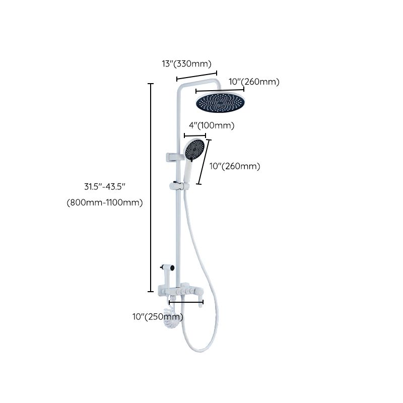 White Round Metal Shower Faucet Valve Included Shower Head Shower on Wall Clearhalo 'Bathroom Remodel & Bathroom Fixtures' 'Home Improvement' 'home_improvement' 'home_improvement_shower_faucets' 'Shower Faucets & Systems' 'shower_faucets' 'Showers & Bathtubs Plumbing' 'Showers & Bathtubs' 1200x1200_034ce822-be1f-4d5c-ba67-0d20bb0852b8