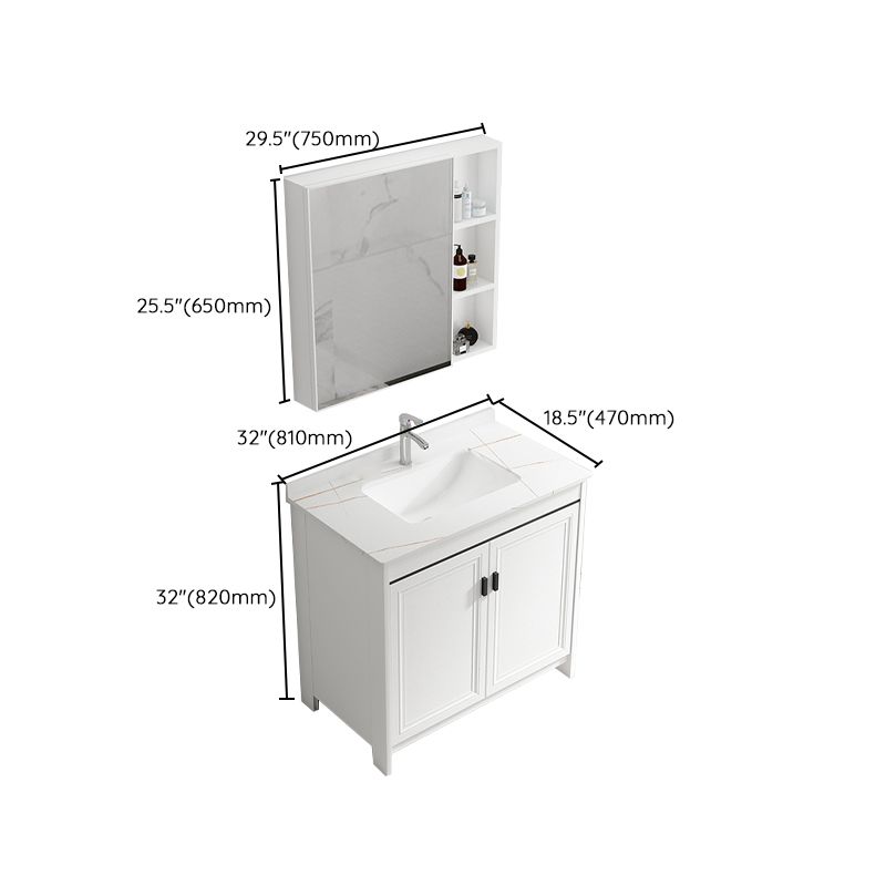 Freestanding Bathroom Vanity Single Sink White Modern Rectangular Vanity Set Clearhalo 'Bathroom Remodel & Bathroom Fixtures' 'Bathroom Vanities' 'bathroom_vanities' 'Home Improvement' 'home_improvement' 'home_improvement_bathroom_vanities' 1200x1200_036bba0b-a82a-48fd-a0d4-41dce48c27eb