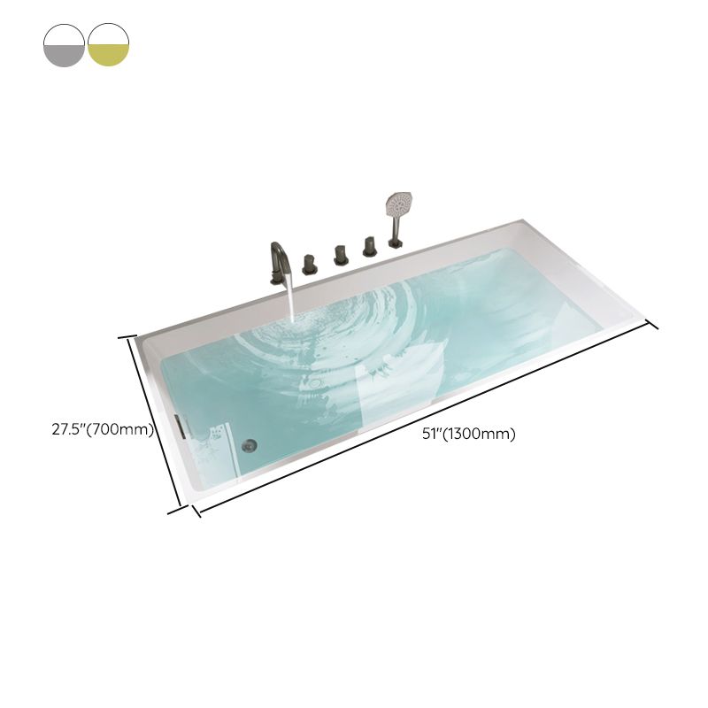 Modern Acrylic Rectangle Embedded with Drain Bath Tub and Overflow Hole Clearhalo 'Bathroom Remodel & Bathroom Fixtures' 'Bathtubs' 'Home Improvement' 'home_improvement' 'home_improvement_bathtubs' 'Showers & Bathtubs' 1200x1200_03a46456-1a27-488e-ad06-24c5ee5655e4