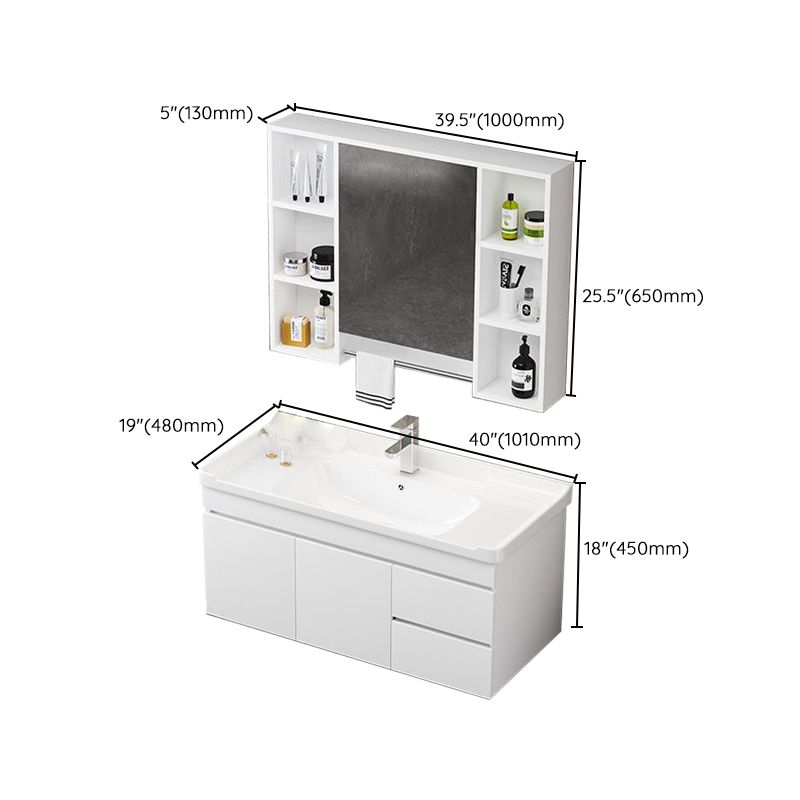 Wall Mount Single Bathroom Vanity Modern White Rectangular Wood Vanity Set Clearhalo 'Bathroom Remodel & Bathroom Fixtures' 'Bathroom Vanities' 'bathroom_vanities' 'Home Improvement' 'home_improvement' 'home_improvement_bathroom_vanities' 1200x1200_03ba135d-ec27-4c26-8b55-d25c1c9c9580