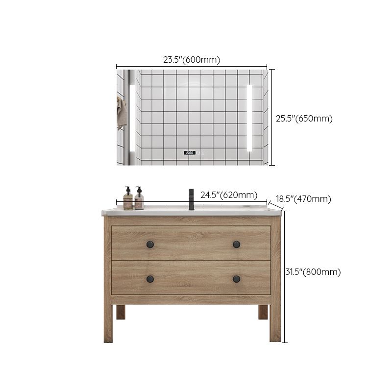 Wood Frame Vanity Mirror Freestanding Single Sink Scratch Resistant Vanity with Drawers Clearhalo 'Bathroom Remodel & Bathroom Fixtures' 'Bathroom Vanities' 'bathroom_vanities' 'Home Improvement' 'home_improvement' 'home_improvement_bathroom_vanities' 1200x1200_03bc24d0-d863-49d7-8a61-cb38a12685ff