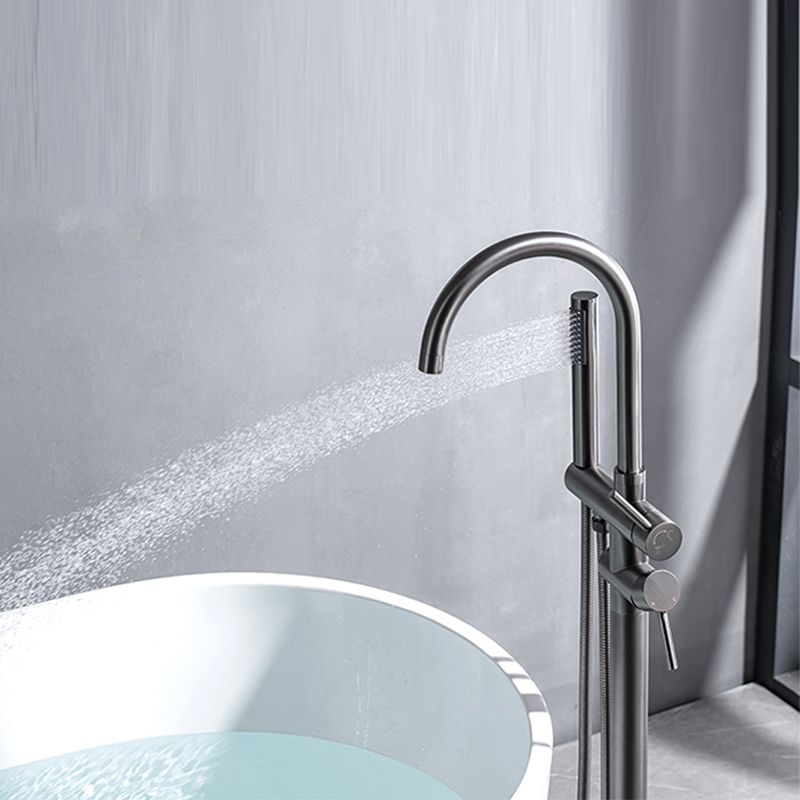 Modern Floor Mounted Metal Freestanding Tub Filler Swivel Freestanding Faucet Clearhalo 'Bathroom Remodel & Bathroom Fixtures' 'Bathtub Faucets' 'bathtub_faucets' 'Home Improvement' 'home_improvement' 'home_improvement_bathtub_faucets' 1200x1200_03bf6f92-2635-43bd-8db4-c1062d334d71