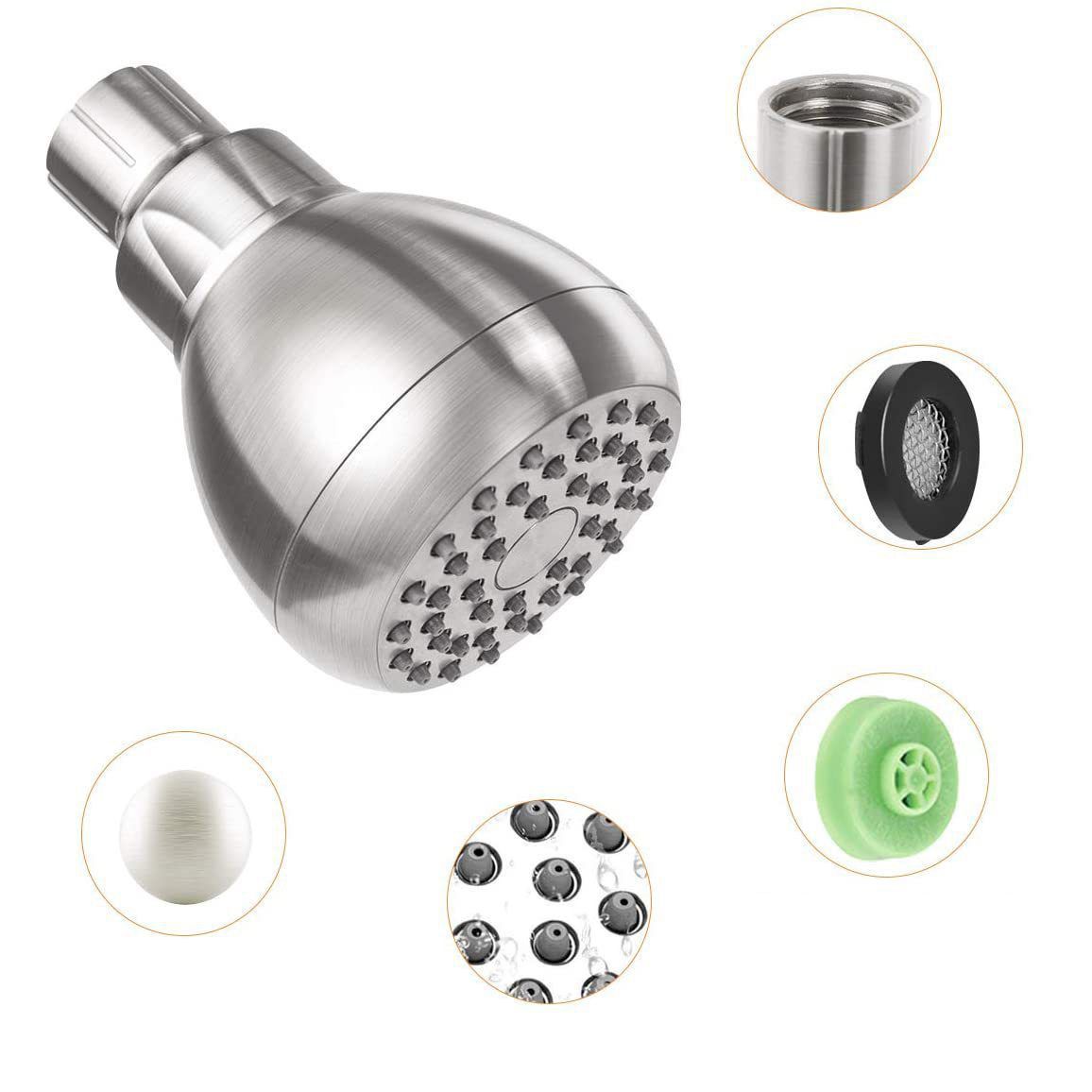 Modern Style Handheld Shower Head Wall-Mount Round Standard Shower Head Clearhalo 'Bathroom Remodel & Bathroom Fixtures' 'Home Improvement' 'home_improvement' 'home_improvement_shower_heads' 'Shower Heads' 'shower_heads' 'Showers & Bathtubs Plumbing' 'Showers & Bathtubs' 1200x1200_03d9551f-a608-4e54-b919-64f871870ba0