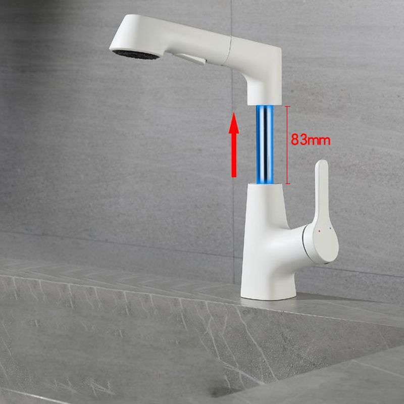 White Pull-out Bathroom Sink Faucet Hot and Cold Water Adjustable Hand Held Faucet Clearhalo 'Bathroom Remodel & Bathroom Fixtures' 'Bathroom Sink Faucets' 'Bathroom Sinks & Faucet Components' 'bathroom_sink_faucets' 'Home Improvement' 'home_improvement' 'home_improvement_bathroom_sink_faucets' 1200x1200_043c2444-12e0-48fc-bda9-b89f1818e7a7