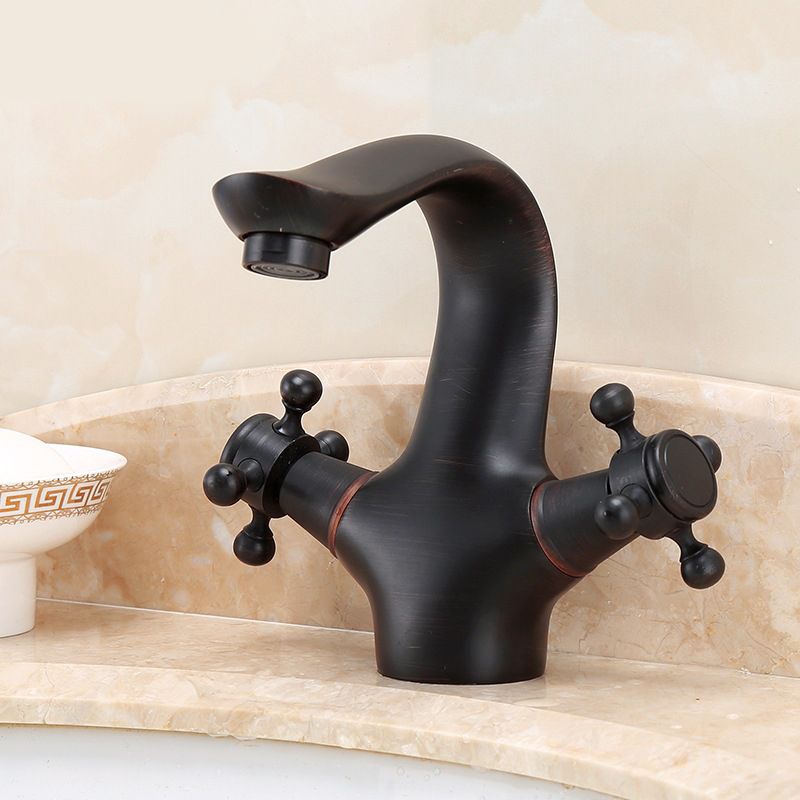 Glam Vessel Faucet 1 Hole Bathroom Faucet with 2 Cross Handles Clearhalo 'bathroom_sink_faucets' 'Conjuntos de Torneiras de Lavatório e Banheiro' 'home_improvement' 'home_improvement_bathroom_sink_faucets' 'Mobiliário Doméstico' 'Página inicial' 'Renovação e equipamento de casa de banho' 'Torneira para lavatório de banheiro' 1200x1200_04615af2-d5d3-49e6-b158-83598c723e32